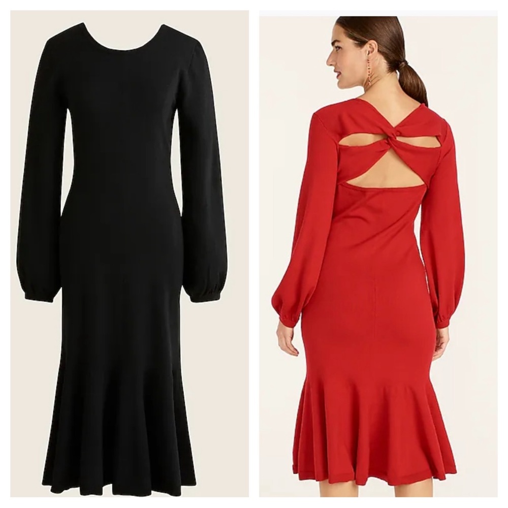 NWT J. Crew Large Holiday Cocktail Dress Large Twist-back sweater-dress